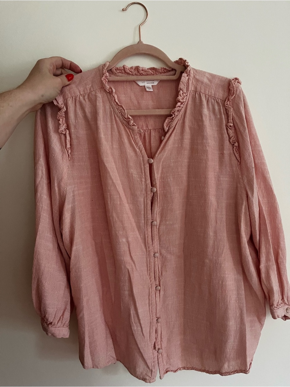 LC Lauren Conrad Dusty Pink Button-Front Blouse